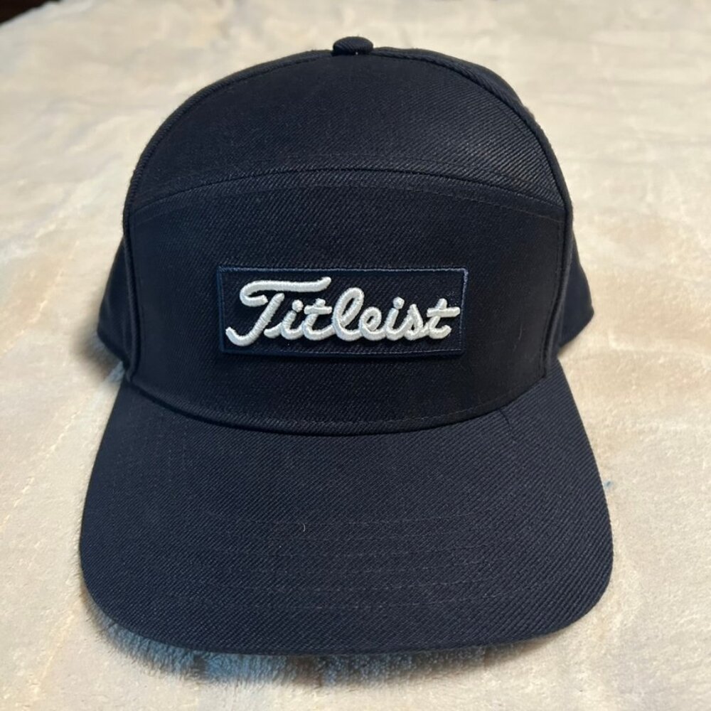 Titleist Oceanside Wool Blend Golf Cap Hat Blue w/leather strap